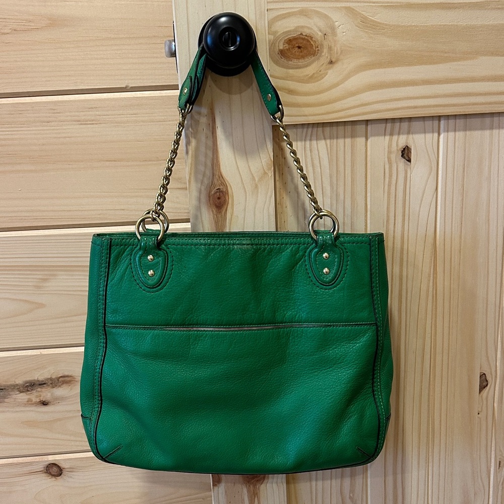 Coach vintage Green Leather Tote Bag purse - Picture 4 of 5